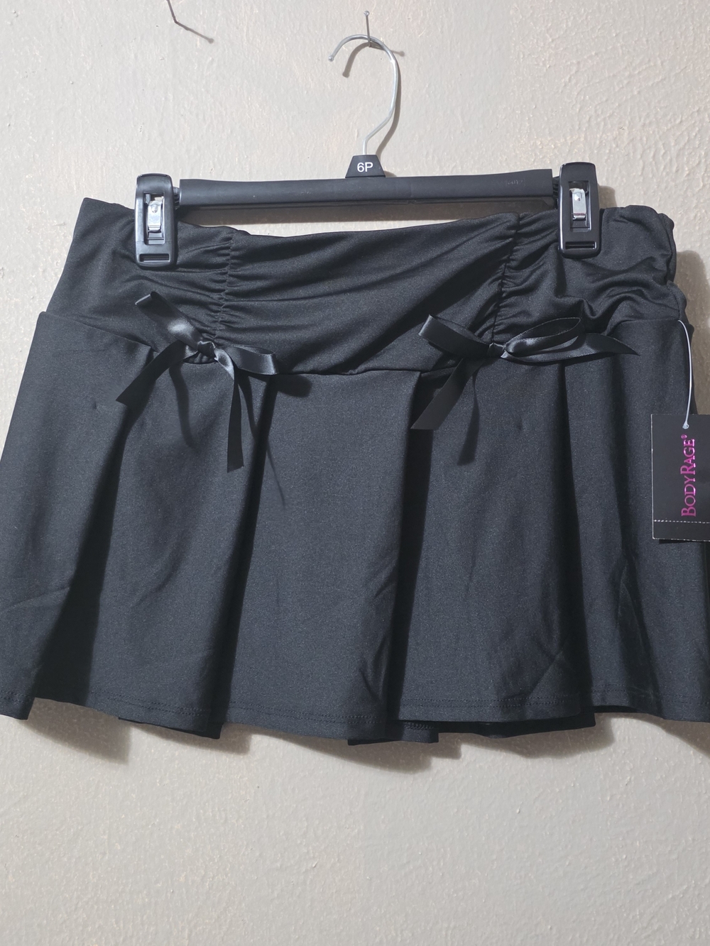 Black Flared Mini Skirt with Ribbon Detail - Picture 3 of 4